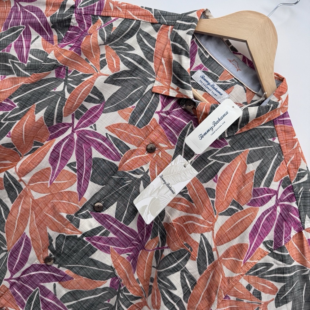 Tommy Bahama Coconut Point Vista Veronda Shirt XXL Moroccan Plum Short Sleeve